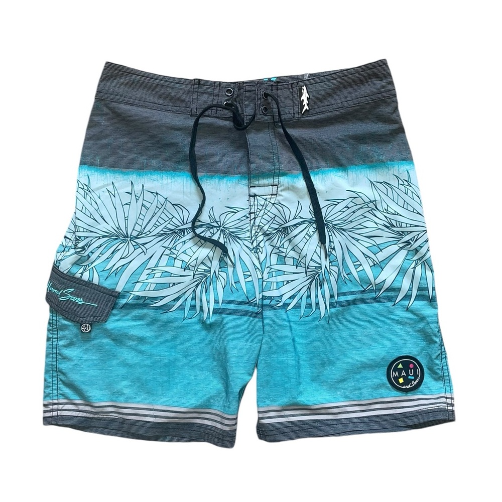y2k tropical floral high waisted surf swim trunks cargo board shorts